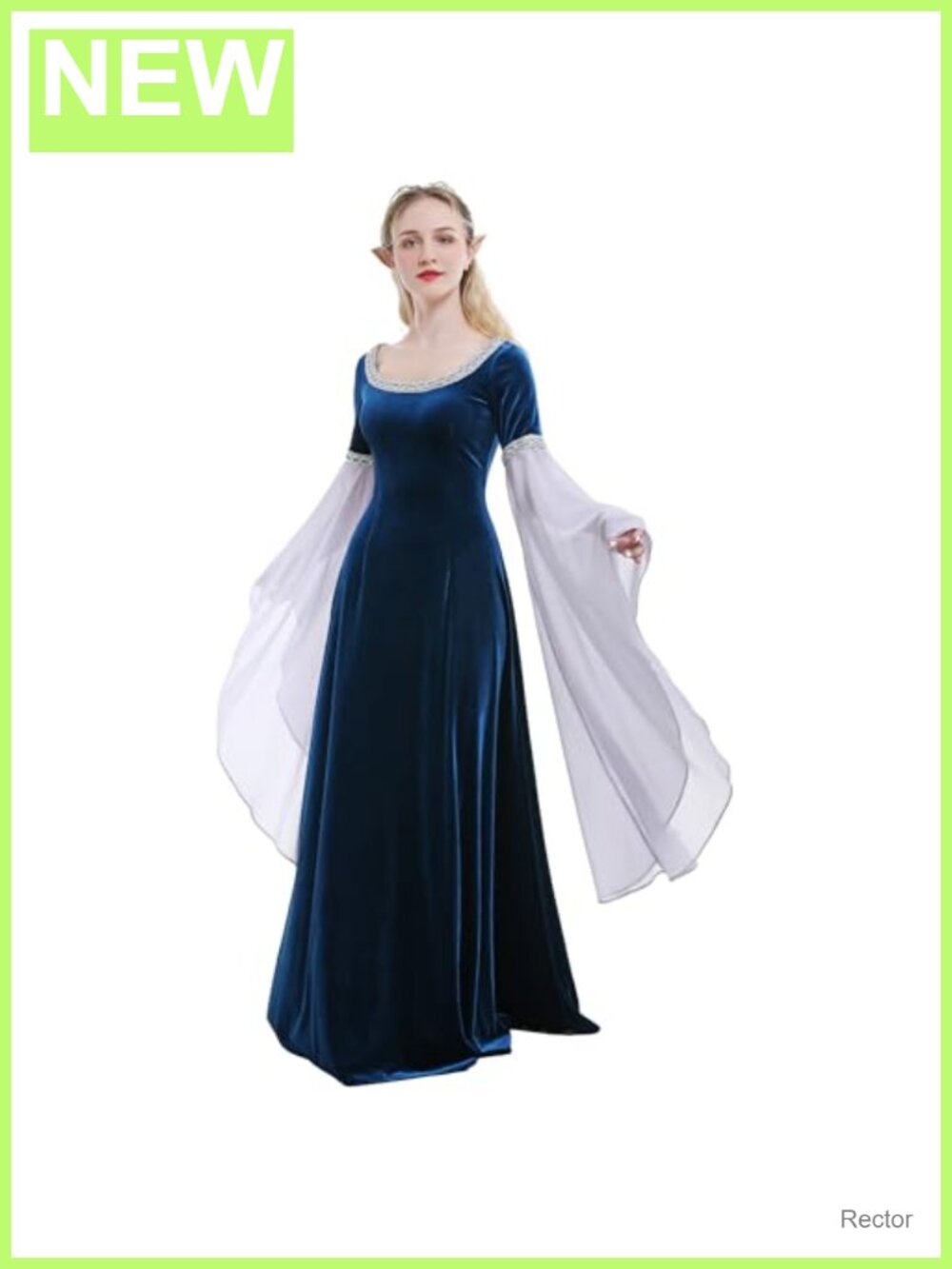 Medieval Renaissance Velvet Costume Dress with Chiffon Sleeves